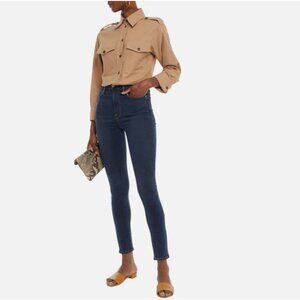 Frame Ali High-Rise Cigarette Jean in Dark 'Holman' Wash - Size 31
